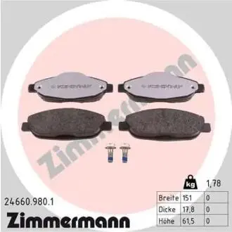 КОЛОДКИ HAMULC. ПЕЖО 308 07-ПРЗ?D ZIMMERMANN 24660.980.1