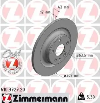Гальмiвнi диски заднi ZIMMERMANN 610.3727.20