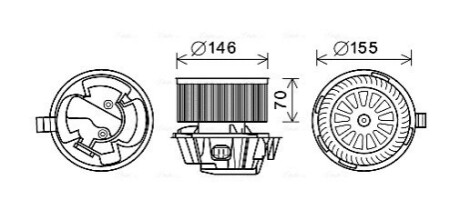 Электродвигатель, вентиляция салона AVA COOLING DN8384