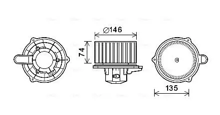 Електродвигун, вентиляція салону AVA COOLING HY8350