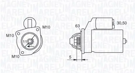 Стартер FORD / VOLVO 2.0 TDCi 2.2 kW MAGNETI MARELLI 063721377010