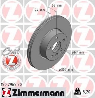 Гальмiвнi диски переднi ZIMMERMANN 150.2965.20