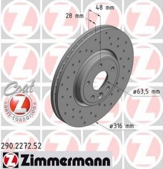 Гальмiвнi диски ZIMMERMANN 290.2272.52 (фото 1)