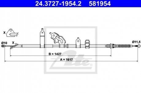 Трос, стояночная тормозная система ATE 24.3727-1954.2