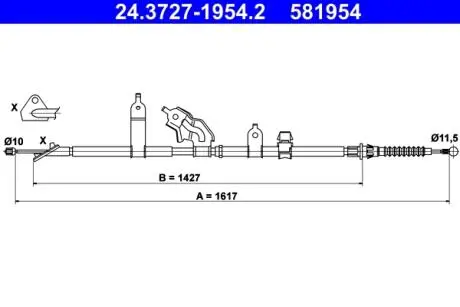 Трос, стояночная тормозная система ATE 24.3727-1954.2