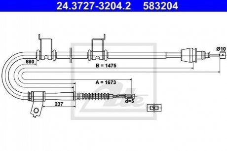 Трос, стоянкова гальмівна система ATE 24.3727-3204.2 (фото 1)