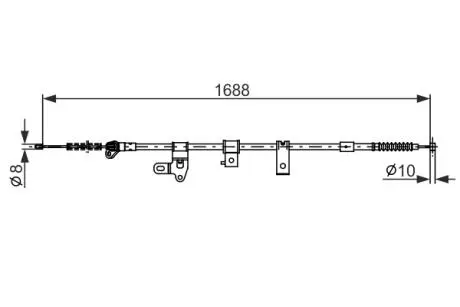 OYOTA трос ручного гальма задн. прав. Corola -07 BOSCH 1 987 482 306