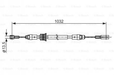 Трос ручника (центральний) Renault Master 2.3dCi 10- (L=1032mm) BOSCH 1 987 482 548