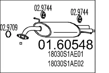 Глушник вихлопних газів кінцевий MTS 01.60548