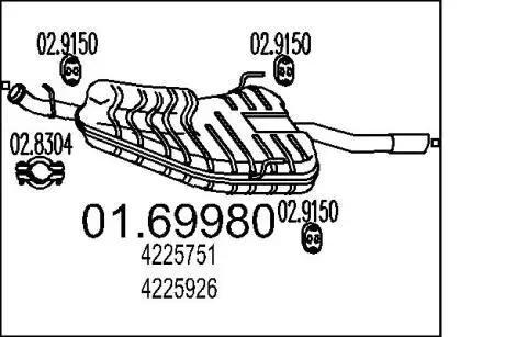 Глушник вихлопних газів кінцевий MTS 01.69980