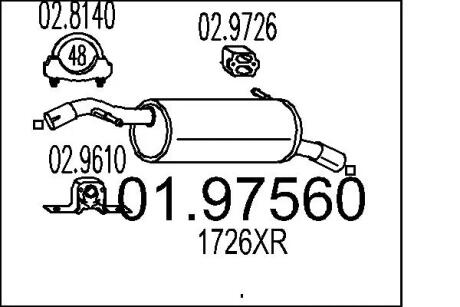 Глушитель выхлопных газов конечный MTS 01.97560