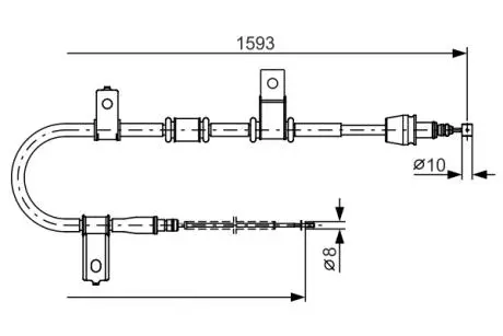 HYUNDAI трос ручн.гальма лів.Getz 02- (диск (з ABS) BOSCH 1 987 482 224