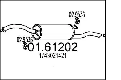 Глушник вихлопних газів кінцевий MTS 01.61202