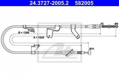 Трос, стоянкова гальмівна система ATE 24.3727-2005.2 (фото 1)