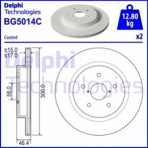 SUBARU гальмівний диск задн.OUTBACK 2.0 D 14- Delphi BG5014C (фото 1)