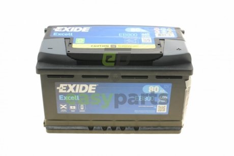 Акумуляторная батарея 80Ah/640A (315x175x190/+R/B13) Excell EXIDE EB800