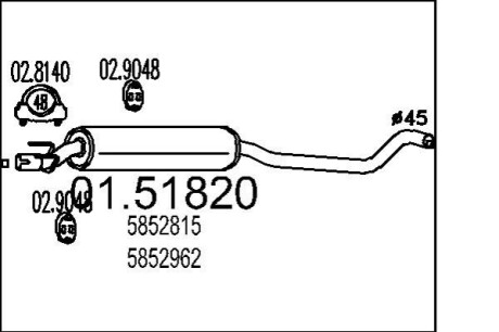Средний глушитель выхлопных газов MTS 01.51820