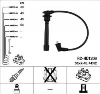 Комплект високовольтних проводів NGK RCHD1206 (фото 1)