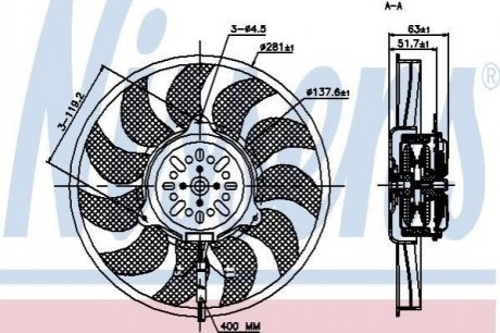 Вентилятор, охлаждение двигателя NISSENS 85692 (фото 1)