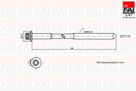 FORD К-кт болтів гбц C-Max,Focus II,III,Galaxy,Mondeo III,IV,V,Transit 1.8/2.3 FAI B1140