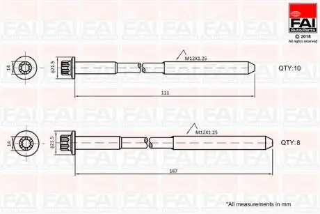 Комплект болтів головки цілідра FAI B2124