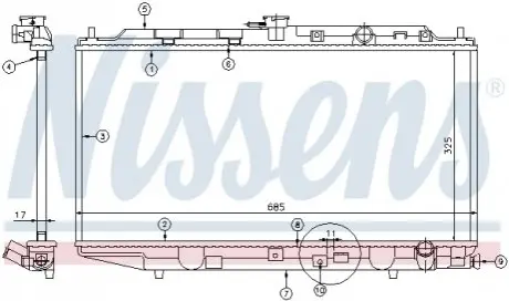 Радиатор, охлаждение двигателя NISSENS 62256