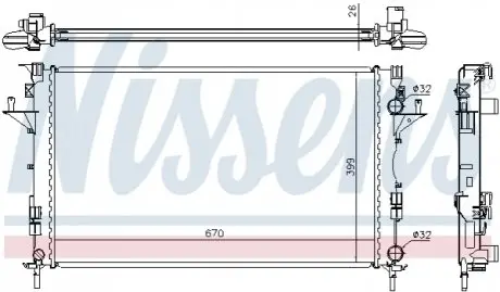 Радиатор, охлаждение двигателя NISSENS 63816A
