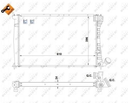 Радиатор, охлаждение двигателя NRF 519602