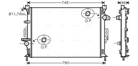 Радиатор, охлаждение двигателя AVA COOLING FDA2421