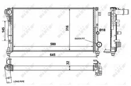 Радиатор, охлаждение двигателя NRF 58376