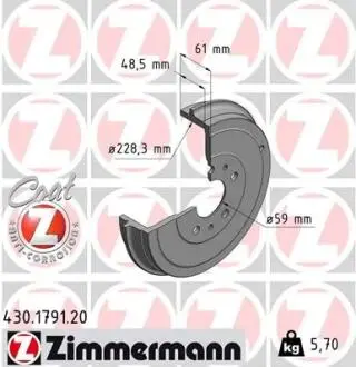Гальмiвнi барабани ZIMMERMANN 430.1791.20