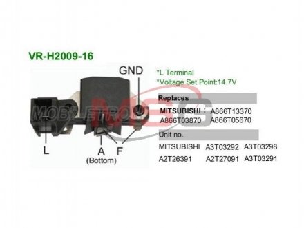 Регулятор напряжения генератора MOBILETRON VR-H2009-16 (фото 1)