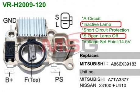 Регулятор напруги генератора MOBILETRON VR-H2009-120