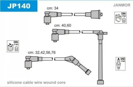 Комплект проводов зажигания Janmor JP140