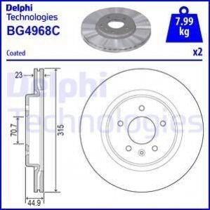 Гальмiвнi диски Delphi BG4968C (фото 1)