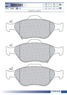 Фото колодки гальмівні дискові FOMAR FO 800281 Колодки гальмівні дискові FOMAR FO 800281