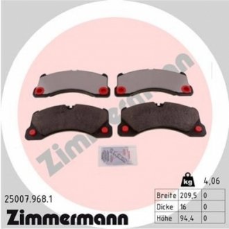 Колодки тормозные дисковые ZIMMERMANN 25007.968.1 (фото 1)