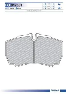 Фото колодки гальмівні дискові FOMAR FO 912581 Колодки гальмівні дискові FOMAR FO 912581