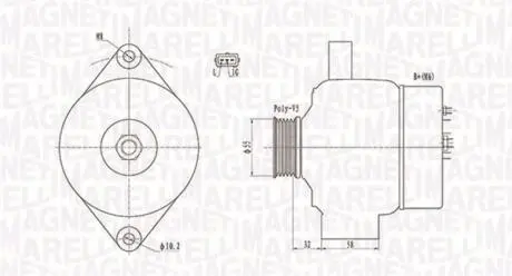 Генератор OPEL AGILA MAGNETI MARELLI 063732026010