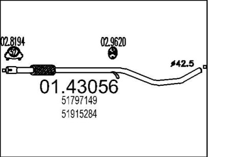 Труба выхлопного газа MTS 01.43056