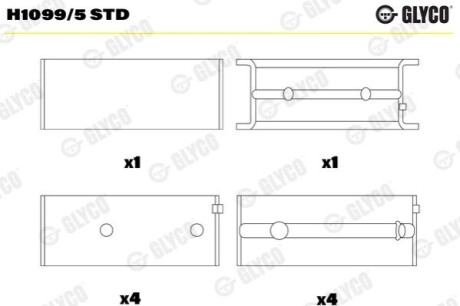 Підшипник коленвала Glyco H1099/5 STD