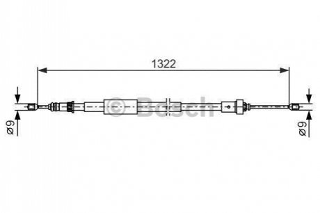 Трос ручника (задній) (L) Renault Clio III 05-14 (L=1322/1210mm) BOSCH 1 987 482 385