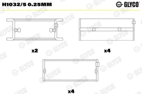 Подшипник коленвала Glyco H1032/5 0.25MM