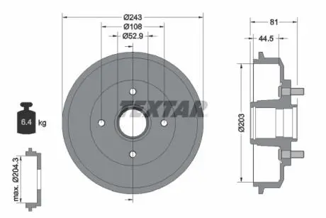 Тормозной барабан TEXTAR 94022500