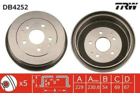 Тормозной барабан TRW DB4252