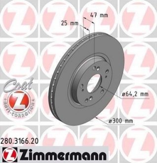 Гальмiвнi диски переднi ZIMMERMANN 280.3166.20 (фото 1)