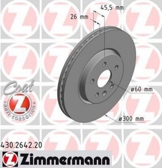 Гальмiвнi диски переднi 16 ZIMMERMANN 430264220 (фото 1)