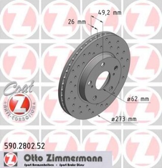 Диск тормозной ZIMMERMANN 590.2802.52