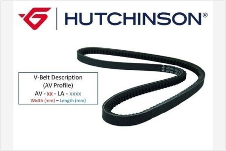 Ремінь генератора Toyota Hilux/Land Cruiser 2.4D 88-02/Ford Sierra 2.8 87-88 HUTCHINSON AV 13 LA 1200