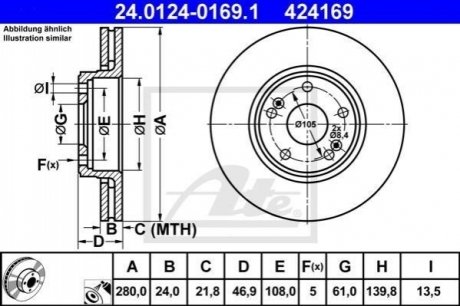 Тормозной диск ATE 24.0124-0169.1 (фото 1)